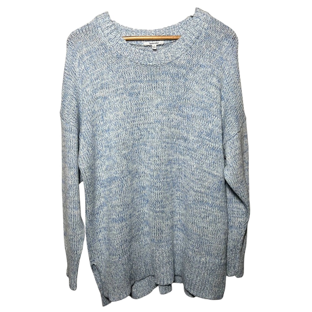 Splendid Collection Marled Blue Knit Sweater‎ Small Soft Crew Neck Pullover
